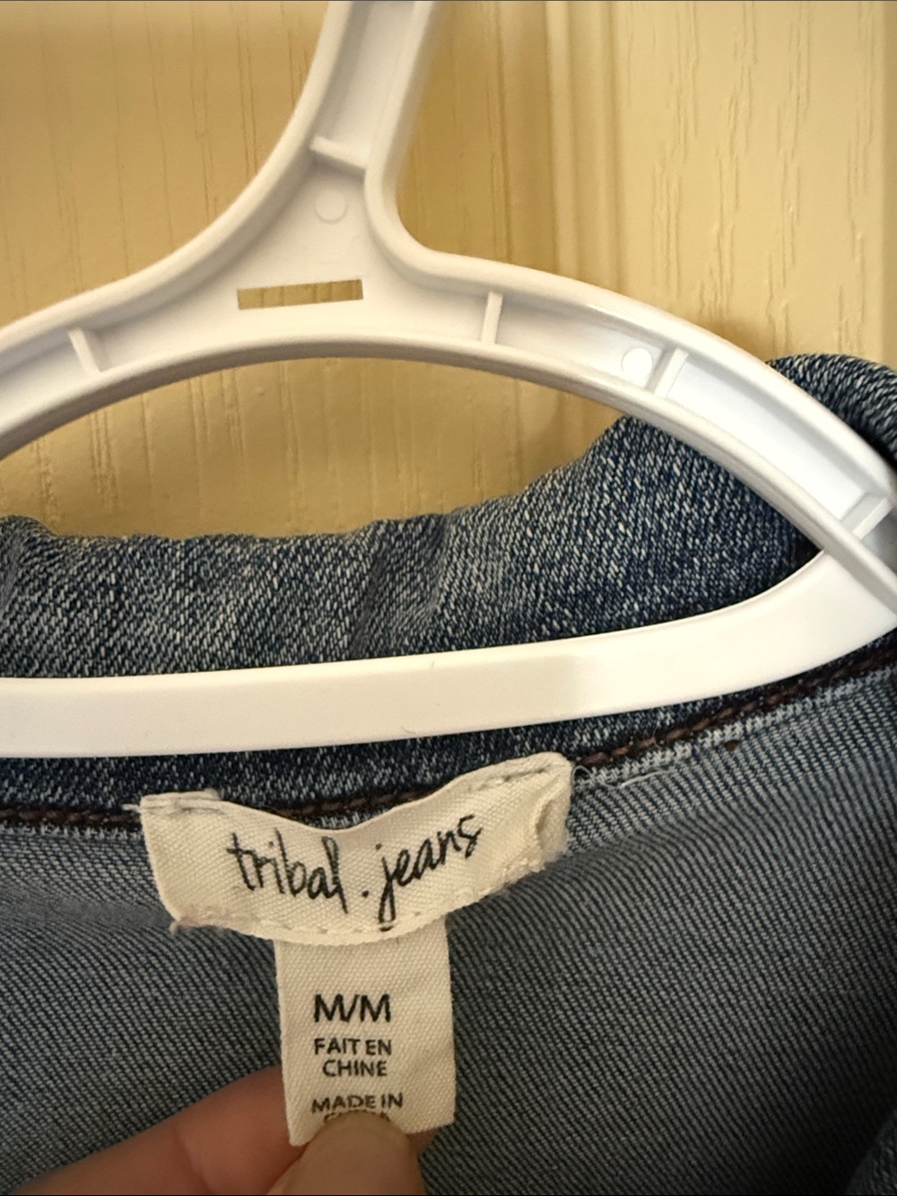 Tribal Light Blue Distressed Denim Jean Jacket - Picture 2 of 3